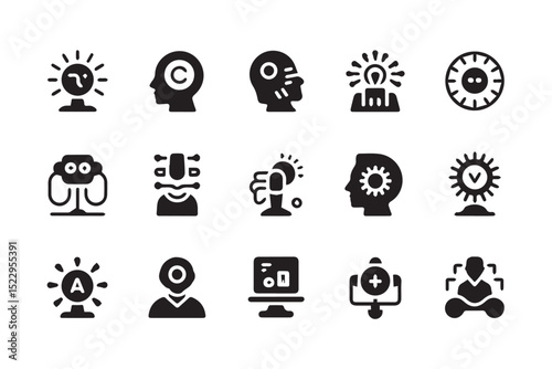 Collection of Brain and Mind Related Icons in a Grid