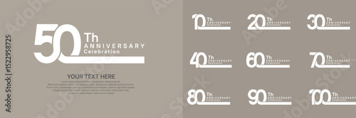 Anniversary logo set vector design, white color for celebration event