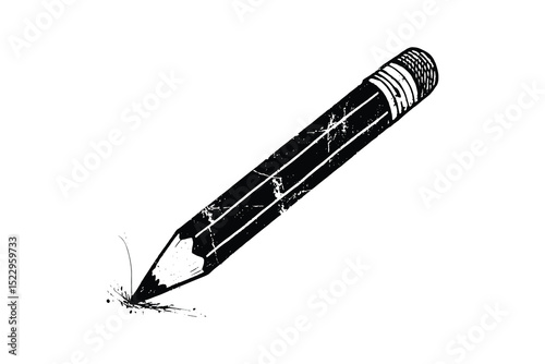 A distressed black vector pencil illustration with shading and texture on a white background.