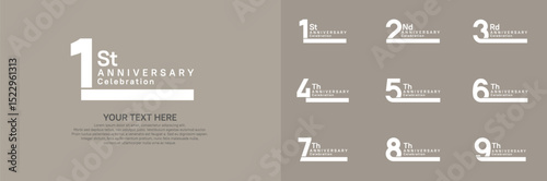 Anniversary logo set vector design, white color for celebration event
