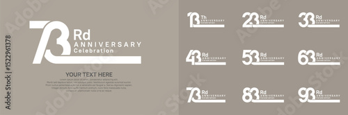 Anniversary logo set vector design, white color for celebration event