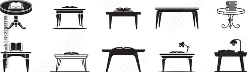 Various styles of tables with books. eps-10