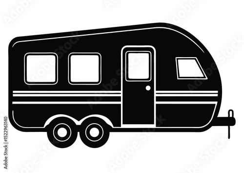 Caravan Camper van Silhouette Vector Illustration for Travel and Camping Designs