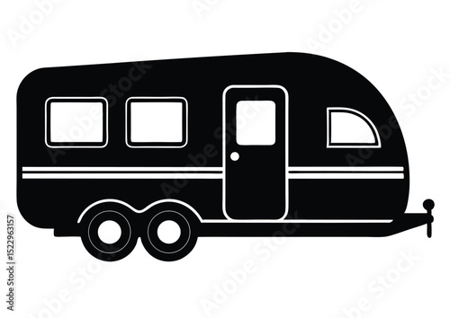 Caravan Camper van Silhouette Vector Illustration for Travel and Camping Designs