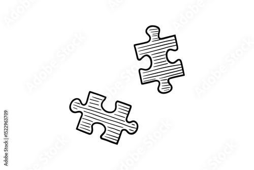Vector illustration of isolated jigsaw puzzle pieces, symbolizing missing links and solutions.