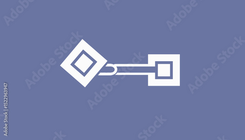 Minimal abstract icon of connected geometric blocks symbolizing blockchain technology and digital ledger network