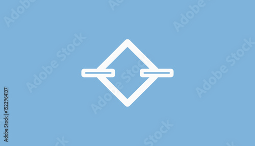 Minimal abstract icon of interconnected diamond shapes with horizontal bars symbolizing blockchain network and decentralized data flow