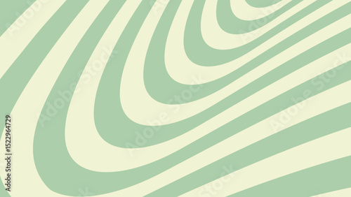 An abstract background with circles. Curved green and yellow striped backdrop. A summer light green texture.