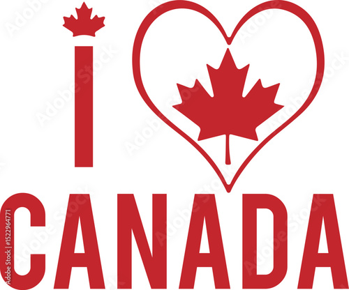
I Love Canada Design - Patriotic Maple Leaf Heart