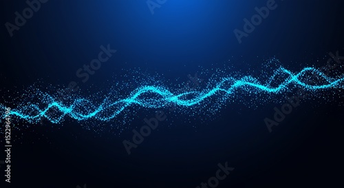 Abstract Blue Particle Wave Dynamic Flowing Energy Design