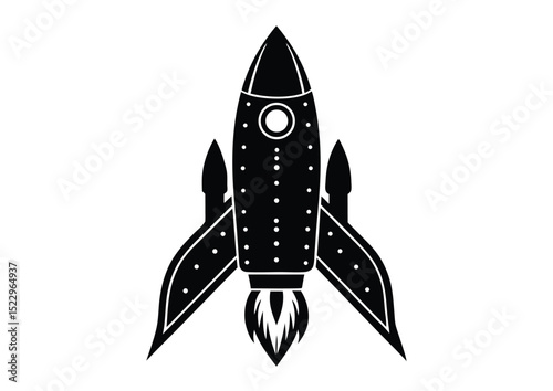 Rocket Ship Silhouette Vector Illustration of Outer Space Theme for T Shirts and DIY Crafts
