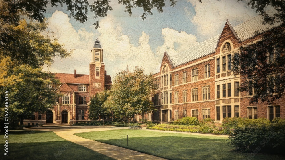 Obraz premium Historic university campus scene