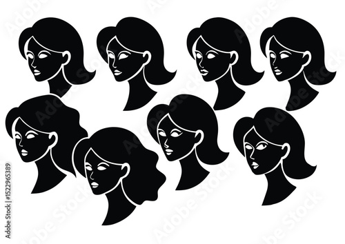 Woman Silhouette Head Vector Image Elegant Female Face Outline Art Minimalist Style Graphic