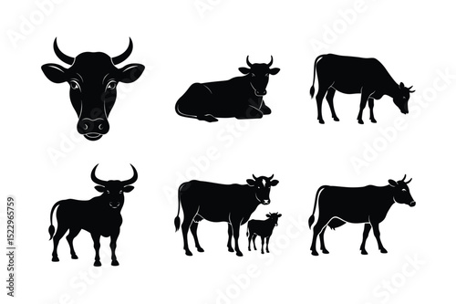 Cow Vector Silhouette Graphic for Farm and Livestock Projects