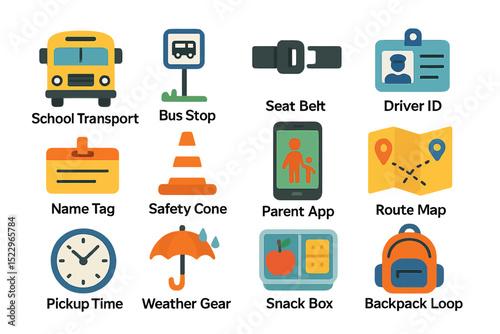 School transport icons for safety and organization