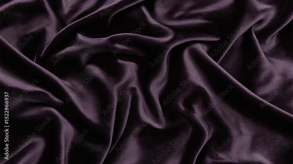 Fototapeta premium Dark Purple Velvet Fabric Texture Luxurious Draped Material With Subtle Shimmer