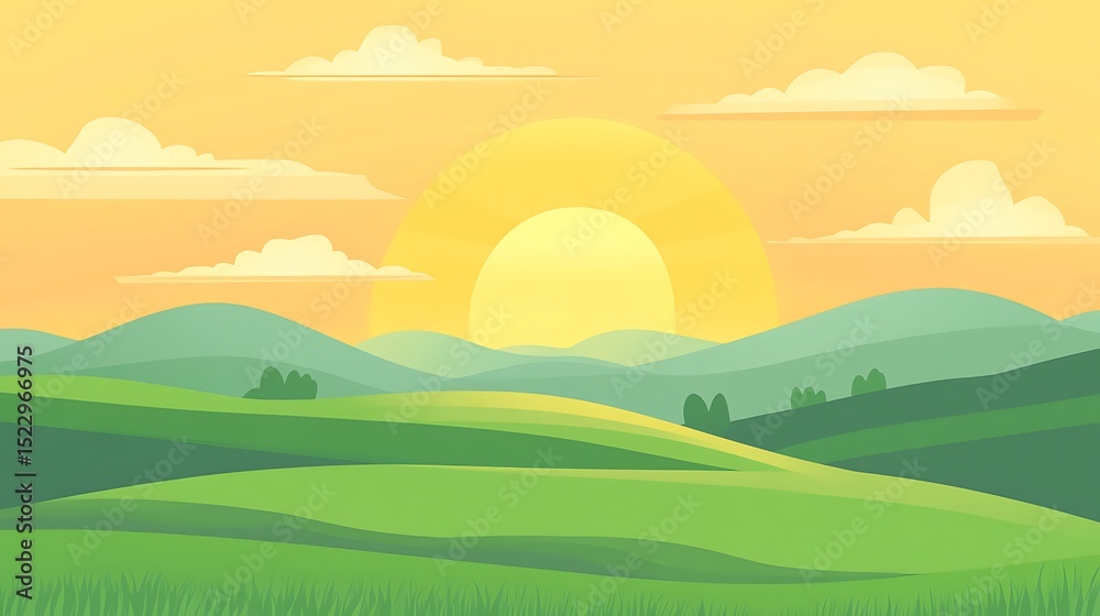 Fototapeta premium Sunrise over rolling hills.