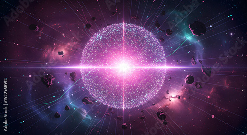 Radiant Celestial Sphere Cosmic Energy and Nebula Burst
