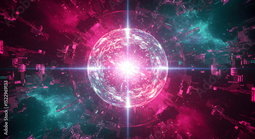 Radiant Energy Sphere Abstract Digital Art