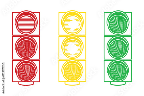 Modern vector illustration of a traffic light with clear signals for safety and guidance.