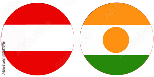 Free Download Austria Official flag with Niger national flag, both countries flags in Round shape and isolated on white background
Circular colorful design Flag with together. - GFXLoad