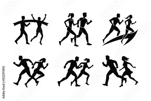 Man and Woman Runner Vector Silhouette for Fitness and Sports Graphics