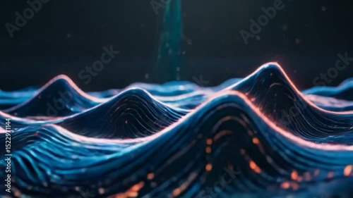 Abstract Digital Waves: A mesmerizing depiction of abstract digital waves, evoking a sense of the unseen, with light, texture, and digital art as key elements.