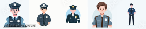 vector of a young man wearing a police uniform