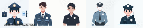 vector of a young man wearing a police uniform
