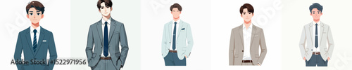vector of a young man wearing an office suit
