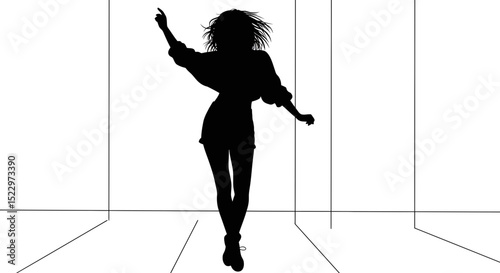 Female Hipster Dancing with Joy and Having Fun in Studio - Expressive and Energetic