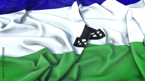 Lesotho Waving Flag Animation Loop
