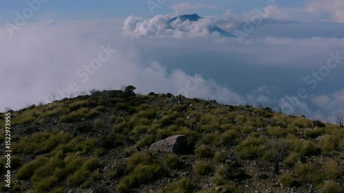 peak of sindoro mountain view on the morning