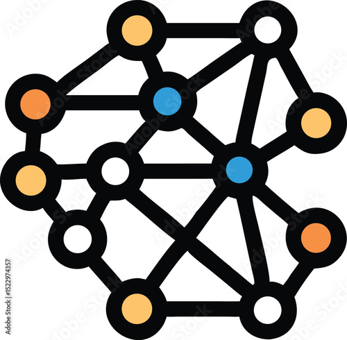 "Neural Network Icon – AI Brain, Deep Learning, and Machine Intelligence Vector"