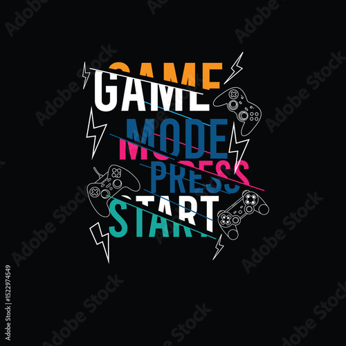 Game Mode Press Start game pad vector graphic design.eps