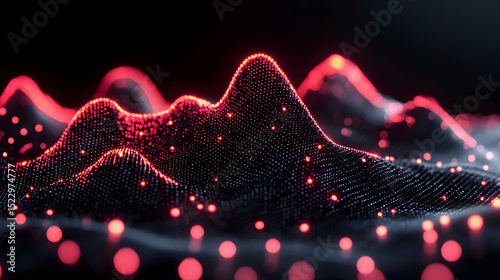 Abstract Glowing Landscape with Data Points for Technology Backgrounds