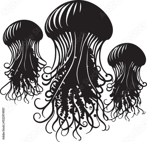 High quality Jellyfish black vector