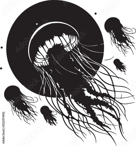 High quality Jellyfish black vector