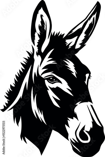 Black and White donkey Head – Minimalist Line Art Vector Illustration for Logo or Print Design
