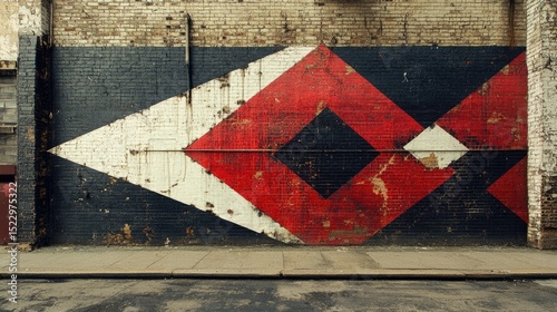 Urban Brick Wall Mural, Geometric Design, Alleyway, Grunge Texture