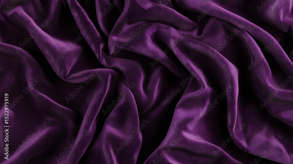 Fototapeta premium Luxurious Purple Velvet Fabric Texture With Draped Folds and Sparkle