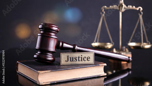 Justice Scales, Gavel, and Book: Symbols of Law and Order
