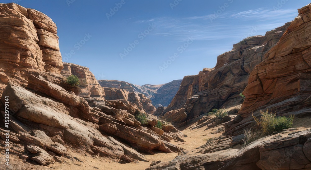 Fototapeta premium Majestic Rocky Canyon Landscape with Clear Blue Sky