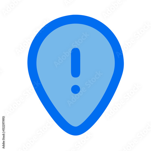 Blue location icon with exclamation point