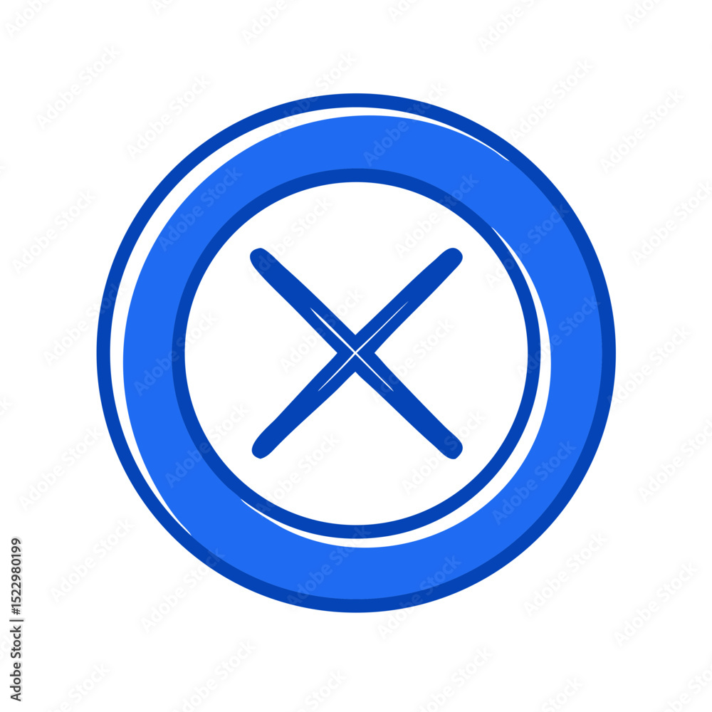 Obraz premium Blue X icon in glossy 3D-style button