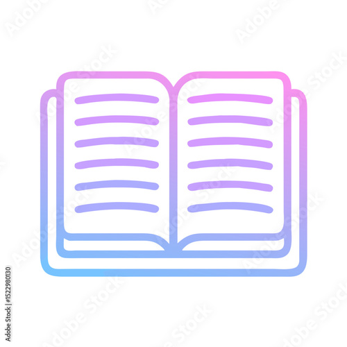 Gradient open book icon with neon colors