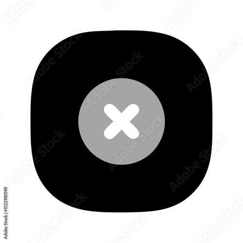 Flat cancel icon with gray X in black rounded square