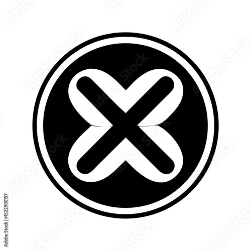 Bold cancel icon with white X in outlined black circle