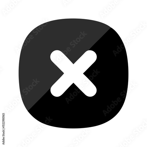 Modern black cancel icon with white X and diagonal shadow