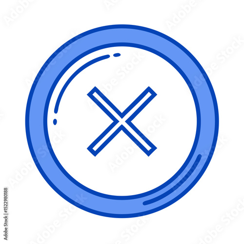 Blue X icon inside hand-drawn circle outline